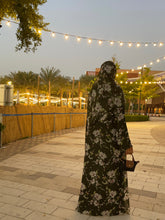Load image into Gallery viewer, Olive Floral Printed Abaya