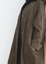 Load image into Gallery viewer, Ribbed Coat Abaya - KHAKI
